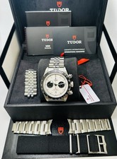 TUDOR Chronograph Automatic Stainless Steel Watch White Dial 200m Box Papers