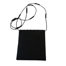Jessica McClintock Evening Bag Womens SM Black Beaded Satin Cocktail Vintage 90s