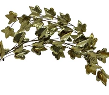 Homco Gold Ivy Leaf Garland Wall Decor Set of 2 Metallic Swag Hollywood Regency
