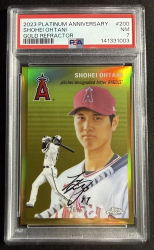 2023 Topps Chrome Platinum Anniversary Shohei Ohtani Gold Refractor /50 PSA 7