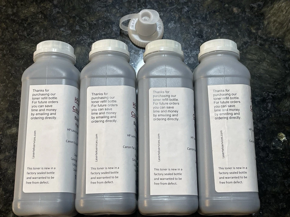 (4) Pack Botellas de Recarga de Tóner HP 1200 1300 Canon S35 X25 Foto 3 de 4