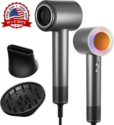 Secador de pelo profesional de alta velocidad de 160.000 RPM (Negro Gris) NEW US