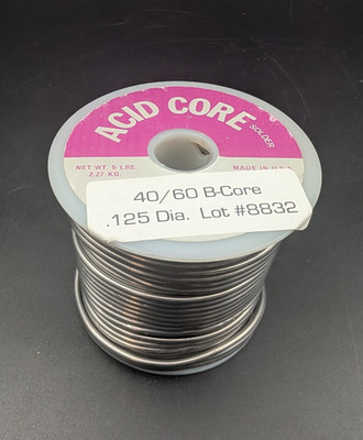 5 lb. Spool - Acid Core Solder Wire 40/60 - 0.125'' (1/8'') Diameter