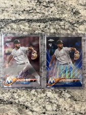 2018 Topps Chrome Sandy Alcantara Rookie RC Blue Auto /150 and base