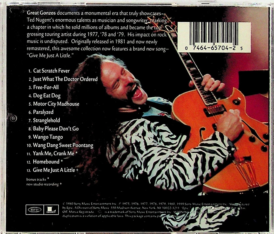 Ted Nugent -Great Gonzos ! -The Best Of Remastered & Expanded CD (Greatest Hits) - Image 2 of 2