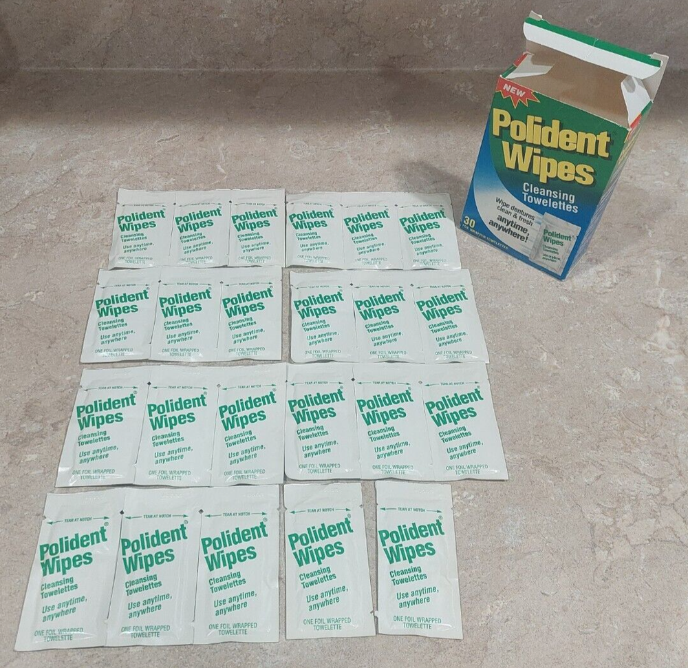 Polident Wipes Individual Wrapped Denture Towelettes (23 Individual Towelettes)