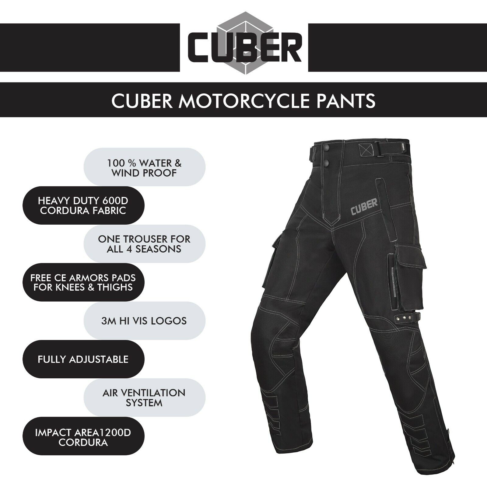 Motorcycle Pants for Men Motorbike Pant Riding Adventure Touring 