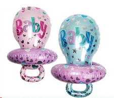 Large pacifier foil balloon 33" 86cm pink blue boy girl baby shower birth day