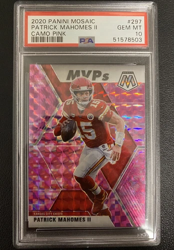 2020 Panini Mosaic Patrick Mahomes III #297 Camo Pink MVP PSA 10 GEM MT Chiefs