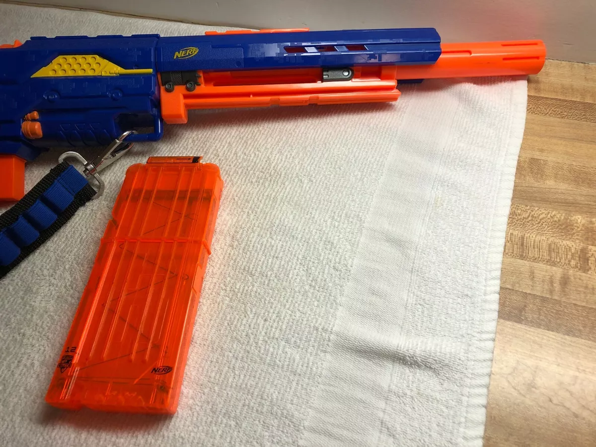 NERF N-Strike Longstrike CS-6 Sniper Blue Blaster Elite, Surgefire Rotating  Drum