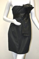 $2995 NEW w TAGS Dolce & Gabbana Black Mini Strapless Dress Bow Leopard SILK 42