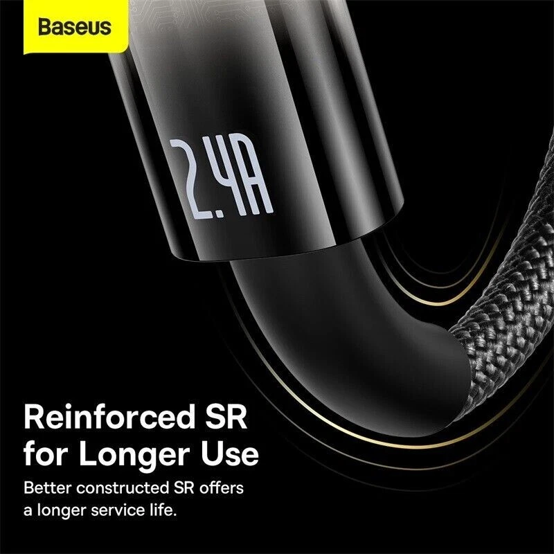 Baseus 2.4A Smart Auto Power-Off USB Fast Charging Cable For iPhone 14 13 12 11 - Image 3 of 4