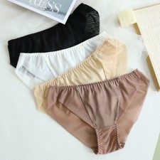 4 Pack Mulberry Silk Women Briefs Thin Middle Rise Panties Underwear TU022