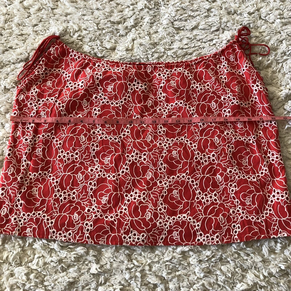 Falda Buffalo David Bitton Mujer Grande Roja Floral Bordada Forrada NUEVA Foto 4 de 4