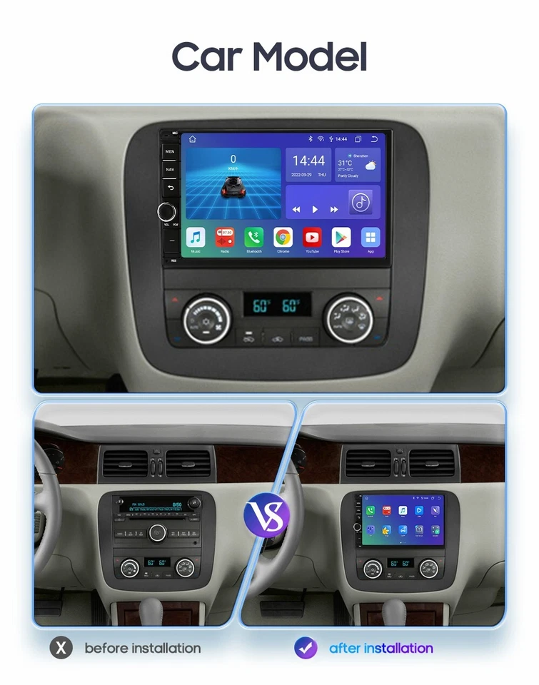 Double 2 Din Bluetooth Android 12 Carplay 6+64GB USB Car Stereo Radio Head Unit - Image 2 of 4