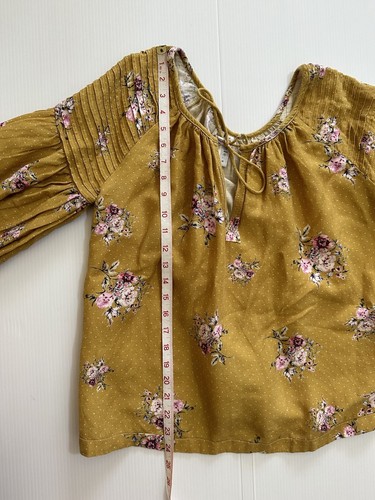 Women’s STEELE Brand Mustard & Floral Print Balloon Sleeves Top Size M Aus 10 - Picture 9 of 11