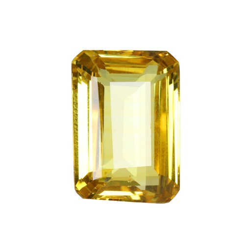 Brazil Yellow Citrine 17. Carat Emerald Cut Loose Gemstone Lab-Created - Picture 3 of 4