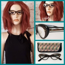 VTG 1950s 60s Bausch  Lomb Dark Brown Ombre Cat Eye Glasses  Atomic Star Case