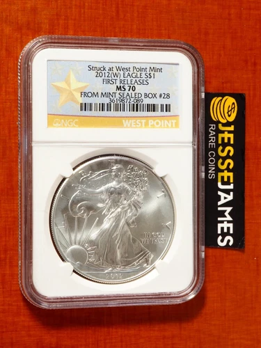 2012 (W) SILVER EAGLE NGC MS69 FR STRUCK AT WEST POINT FROM MINT SEALED BOX #28