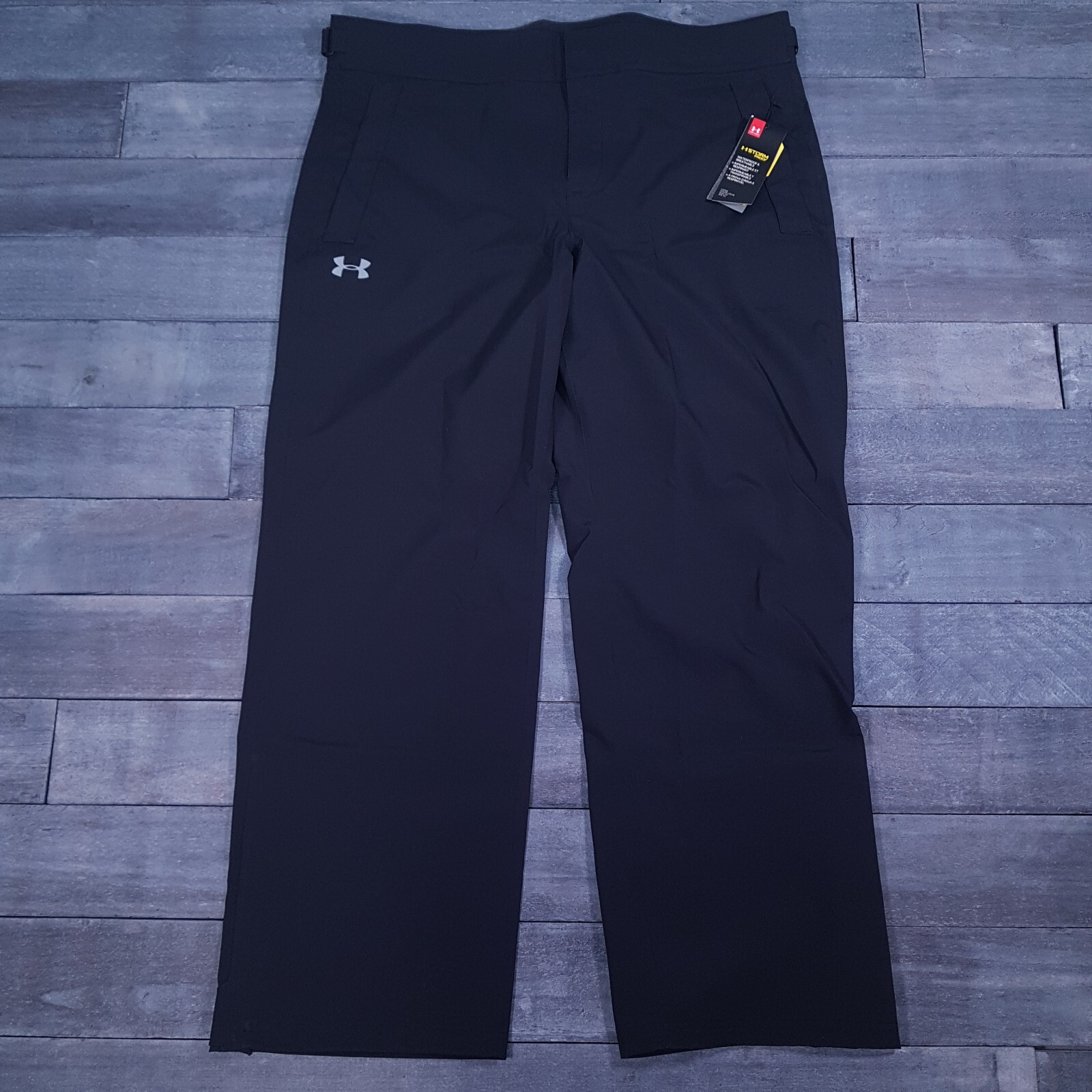 UNDER ARMOUR GOLF STORM Waterproof Rain Pants Mens XL 40x32 Black Polyester