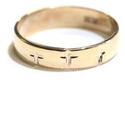14k yellow gold Cross wedding band ring 3.9g 5.8mm mens vintage antique estate