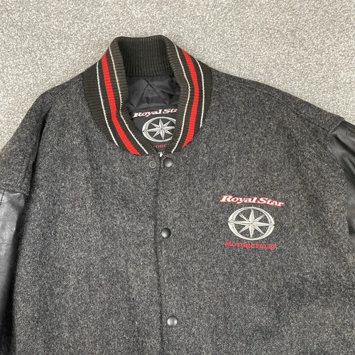 Yamaha Varsity Jacket Men L Royal Star Motorcycles Gray Wool Leather Sleeves USA - Picture 7 of 14