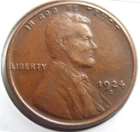 1924 S Lincoln Cent, Low Mintage, VF/EF (24SOCA)