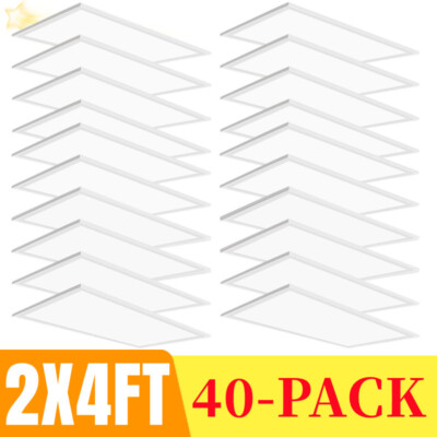 2x4 LED Flat Panel 5000K Light Fixture White,75W Drop Ceiling Office Lights 40PC