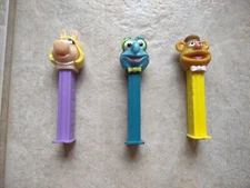 Lot of 3 Muppet Pez Dispensers with Feet Miss Piggy, Gonzo, Fozzie Bear