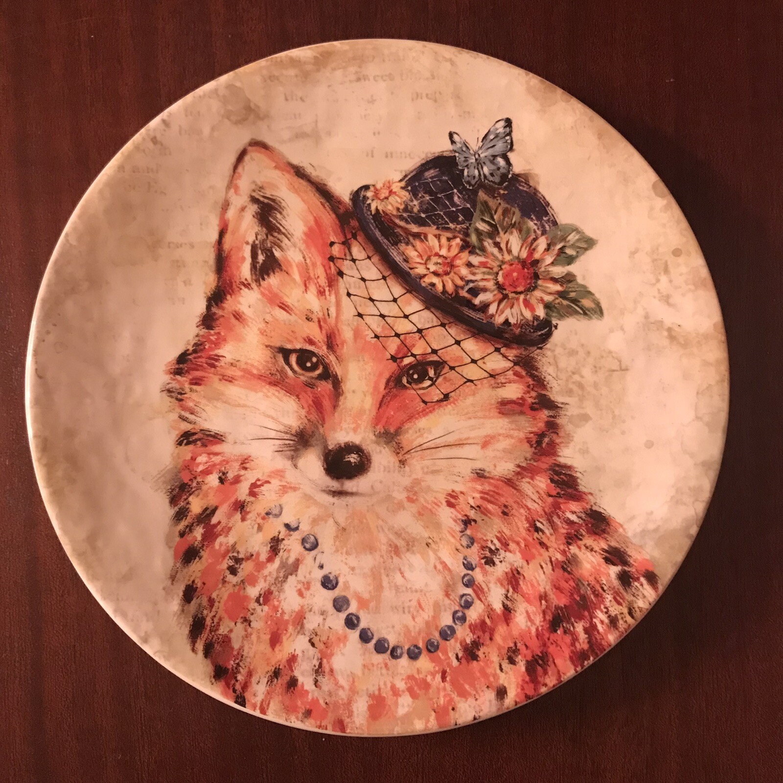 Pier 1 Exclusive Ironstone 9" Plate Female Fox Vixen with Hat