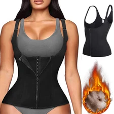 Women Waist Trainer Slimming Neoprene Sweat Sauna Body Shaper Corset Zipper Vest