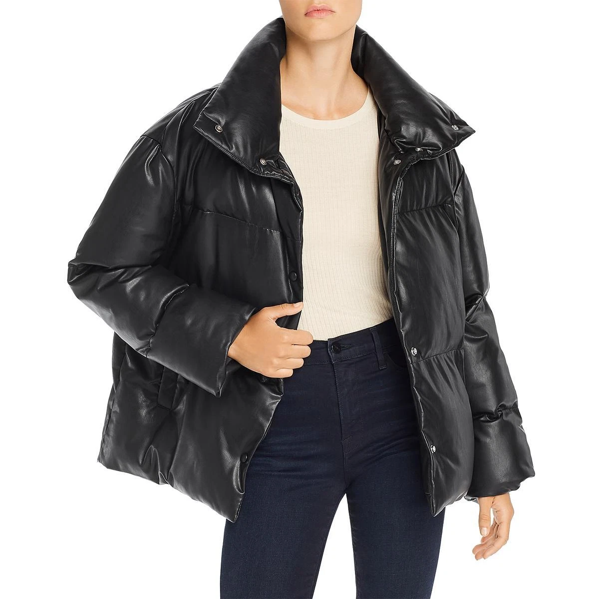 Faux leather puffer jacket clearance bagatelle
