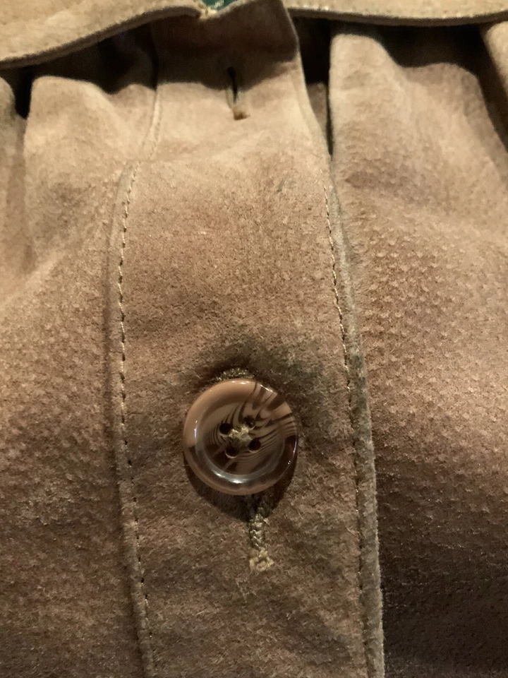 Chaqueta Orvis Mujer Gamuza Cuero Mediana Marrón Tostado Botón Cinturón Foto 4 de 4