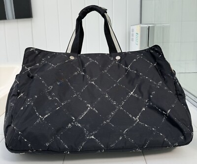 chanel black xl jumbo weekender overnighter travel tote bag Chanel Travel Black Ligne Luggage Weekender Tote Bag Large