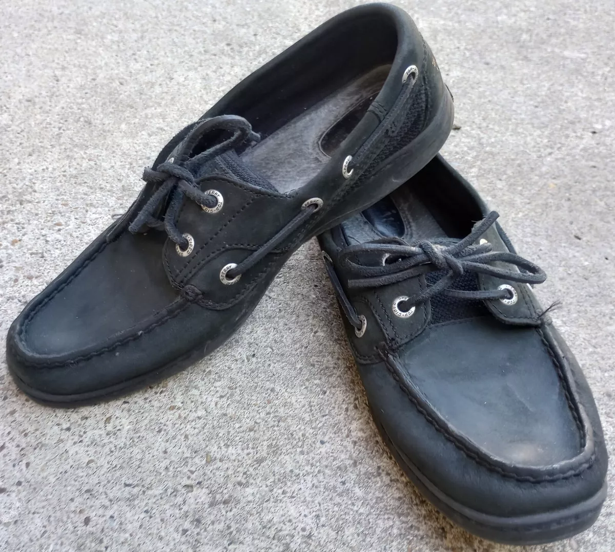 Sperry Top Sider Women s 2 Eye Black Suede Leather 9120205 Boat Shoes Size 7.5M