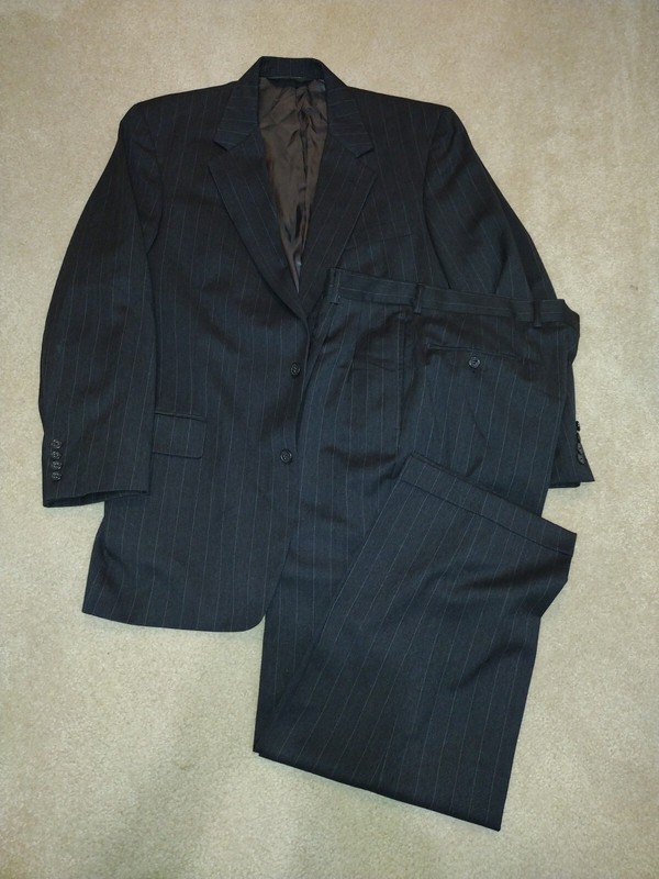 Men's Two-piece Suit From Joseph A Bank Gray Charcoal Pinstripe Size 43 Long