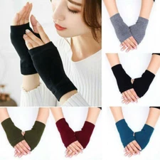 1Pair Women Men Cashmere Fingerless Arm Winter Gloves Hand Long Warmer Mitten