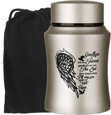 4.5 Inches Medium Size Urns for Human Ashes Adult, Heart Angel Wings Cremation D