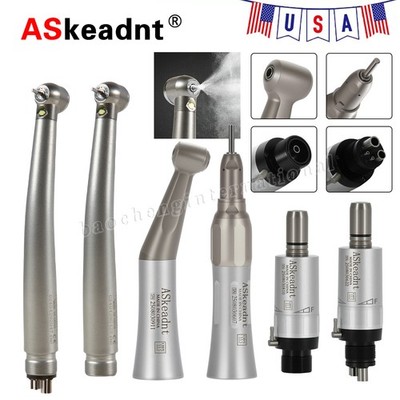 Dental LED High/Low Speed Handpiece Straight Contra Angle Motor 4/2Holes USA