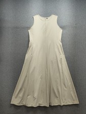 Uniqlo Women Dress L Cream Fit & Flared Ultra Stretch Sleeveless Comfort Casual