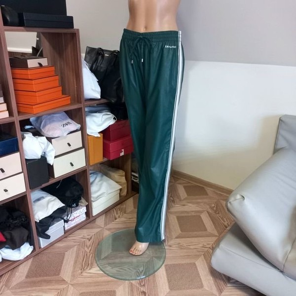 Women Ermanno Scervino Trousers Green Eco Leather