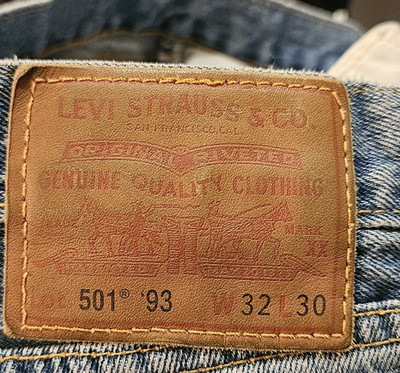 Levi's big E 501 '93 Straight Fit Blue Denim Jeans Button Fly mark XX 