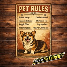 Retro Dachshund House Rules Dog Lovers Metal Tin Sign Home Decor 8x12
