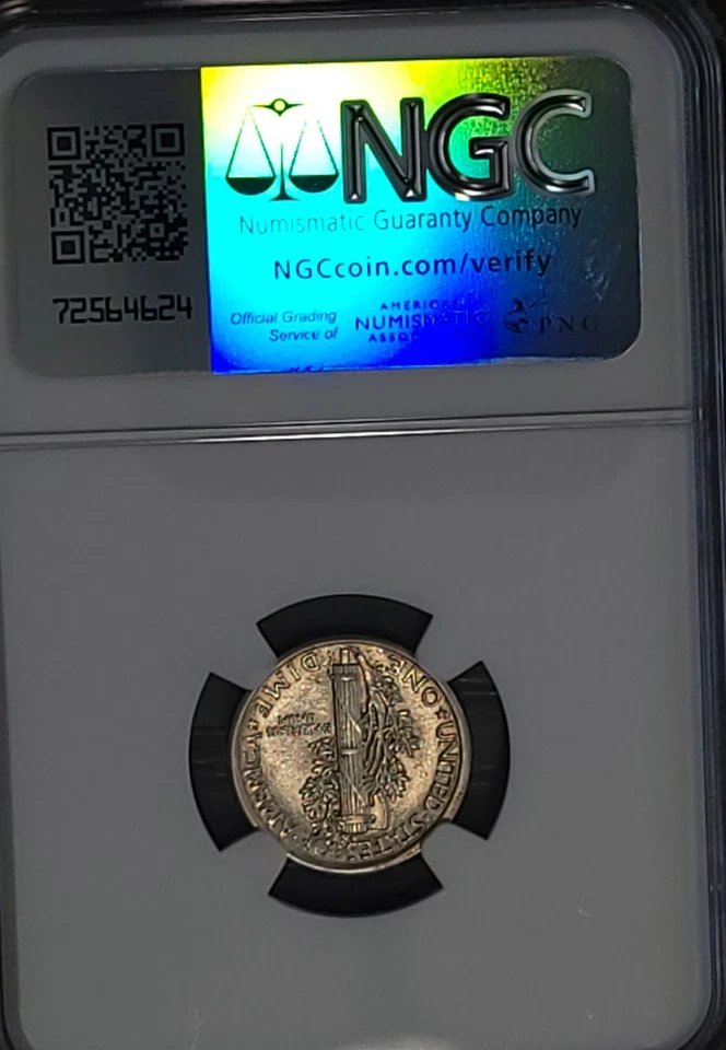 1919 MERCURY DIME NGC GRADED IN MINT STATE 62 (MS62). - Image 3 of 3