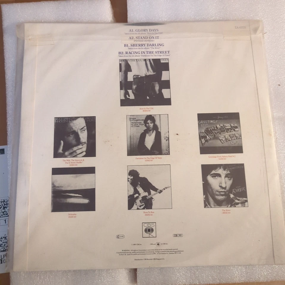 BRUCE SPRINGSTEEN Glory Days 1985 UK Europe SEALED 12" maxi single CBS TA 6375 - Image 2 of 2