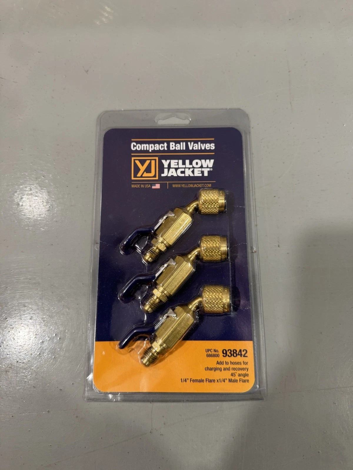 Yellow Jacket 45° Angle Compact Ball Valves 1/4” Pack of 3 93842 Brand New