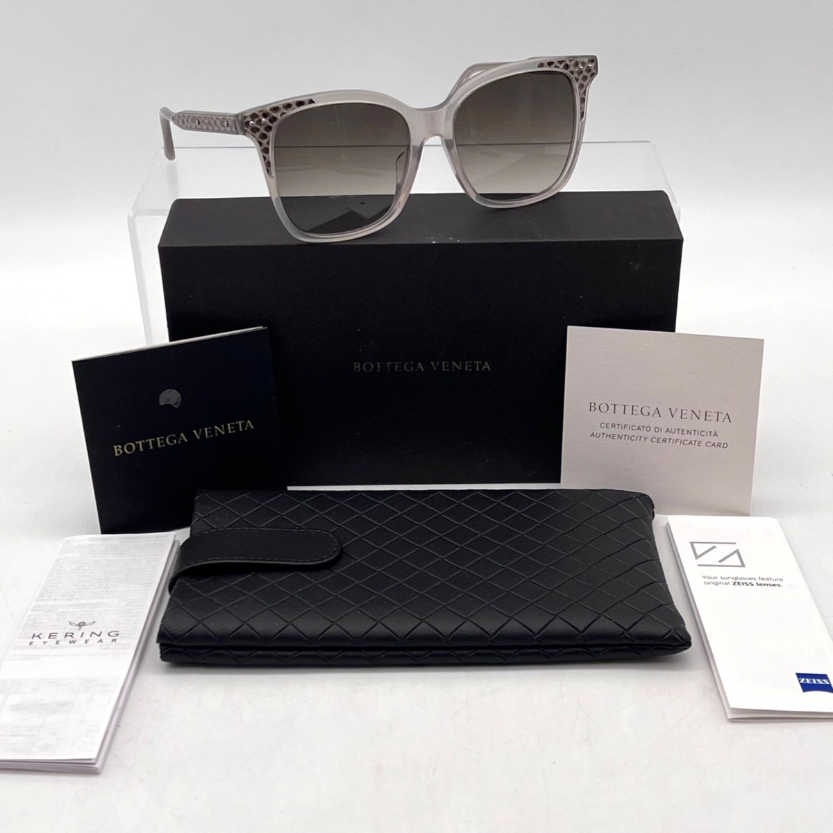 Authentic Bottega Veneta BV0118SA 807/75 Black Gradient Sunglasses Made in Italy Bottega Veneta Sunglasses Gray Gradient Square BV0118SA With  main image 2