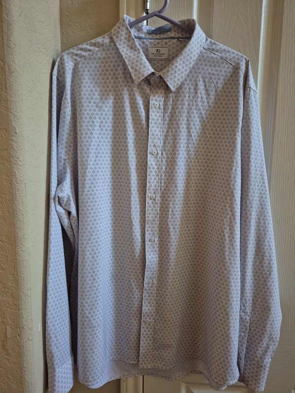 7Diamonds 4 Way Stretch Long Sleeve Shirt White Print Performance Shirt Size 3XL