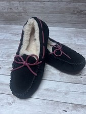 UGG Dakota Moccasin 5296 Black w Purple Laces Women-Girls Size 4 Slipper