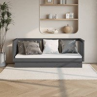 Tagesbett Grau 75X190 Cm Massivholz Kiefer